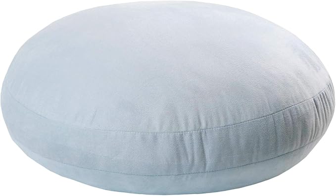 Round Throw Pillow for Kids 16x16 100% Down-like Polyester Filling Super Soft Cushion Ultra Fluffy Feather-like Touch Decorative Round Floor Pillow for Couch Bed Sofa, Light Blue, 1 Piece
