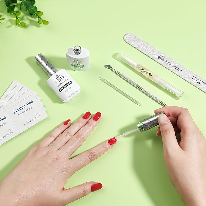 BORN PRETTY Gel Polish Remover Kit for Nails, Gel Nail Polish Remover 3-5 Minutes Removal, Liquid Latex Tape Easy to Peel Off, with Manicure Tools, No Need for Soaking Or Wrapping