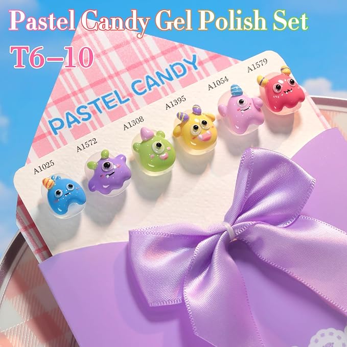 Double Rhythm 6 Pcs 15 ML Gel Polish Set Same Color Same Bottle Soak Off Gel Polish Kit Nail Art Manicure Salon DIY at Home for Women (Purple Blue Green Yellow Pink Peach-T6-10)