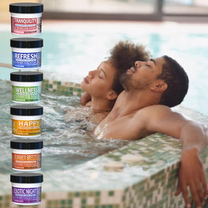 Waters Choice Aromatherapy Spa Salts Sample Pack. Let Spicy Peppermint, Delicious Fruit nectars and Warm Cinnamon Vanilla Relax and Refresh You. Six scents to Delight Your Senses.