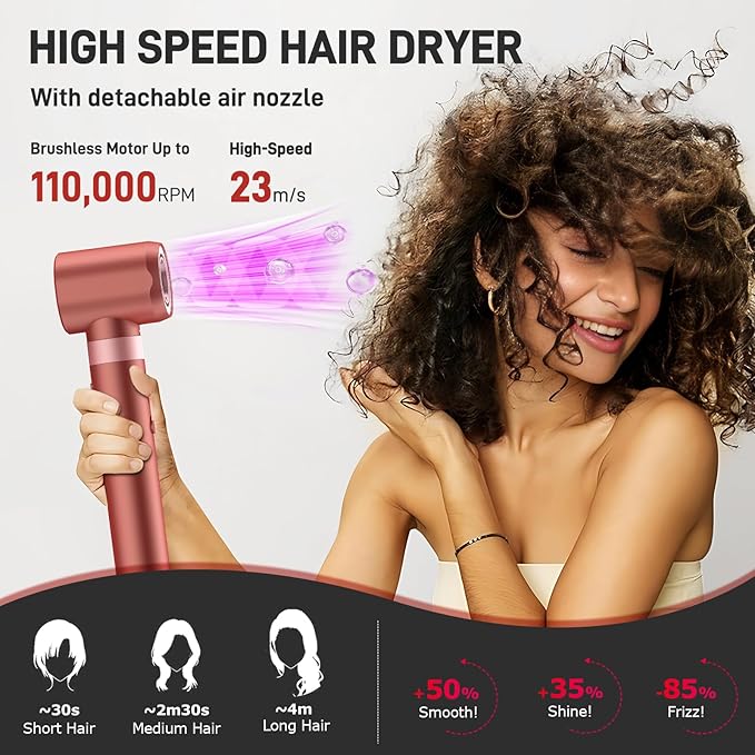 5 in 1 High-Speed Hot Air Styler - Professional Frizz-Free Hair Dryer Brush, Fast Drying Hair Dryer, No Heat Damage Air Styler Wrap - Curl, Volumize, Straighten with Travel Bag