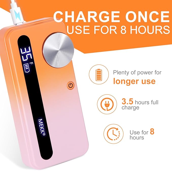 MEKK Nail Drill Kit,35000RPM Electric Nail Drill Professional Electric Nail File with 12PCS Bits,Anti-Shaking Cordless E Filer for Nails,Home & Salon(Orange-Pink)