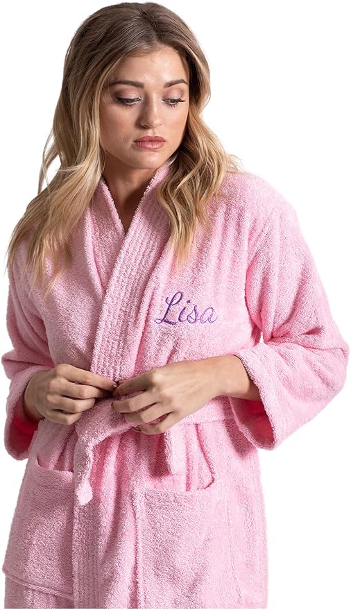 Turkuoise Soft & Absorbent Towel Robe, 100% Cotton Turkish Terry Cloth Kimono Bathrobes for Women