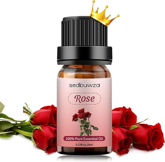 Sedbuwza Rose Essential Oil, 100% Pure Organic Rose Fragrance Oil for Diffuser, Humidifier, Soap, Candle, Perfume - 10ml