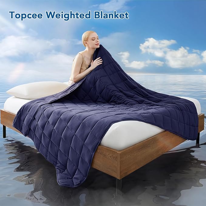 Topcee Weighted Blanket (25lbs 88"x104" Cal King Size) Soft Cooling Heavy Blanket Sleeping, Apply to 240-260 lbs Body, Thick Breathable Blanket with Glass Bead, Easy Care