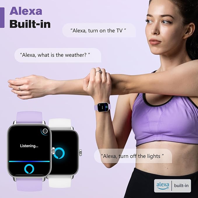 Fitpolo Smart Watch for Women,1.8” Touchscreen, Bluetooth Call, Alexa Built-in,24/7 Heart Rate, SpO2 Monitor, Step Counting, Sleep Tracking, IP68 Waterproof Fitness Tracker Watch for Android iPhone