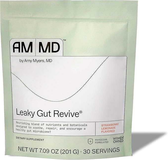 Amy Myers MD Leaky Gut Revive - Gluten-Free & Non-Dairy - Botanical Blend for Healthy Gut Support - GI Health Support with Prebiotic Fiber - Strawberry Lemonade, 7.09 oz (30 Servings)