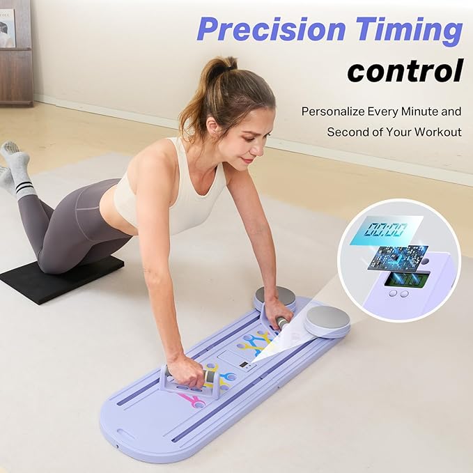 Pilates Board, Pilates Reformer Set with Timer, Multifunctional Abdominal Board Ab Core Trainer Home Workout Equipment