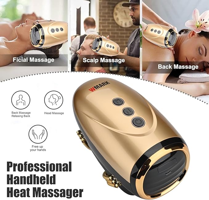 Professional Haircut Massager/Cordless Handheld Massager, Vibration Neck/Legs/Hands/face Massager, 2 Massage nodes 2600AMH（Golden）