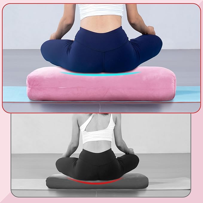 MABOZOO Yoga Bolster Pillow, Rectangular Bolster for Restorative Yoga & Meditation, Professional Meditation Cushion with Carry Handle, 27"X10"X6"
