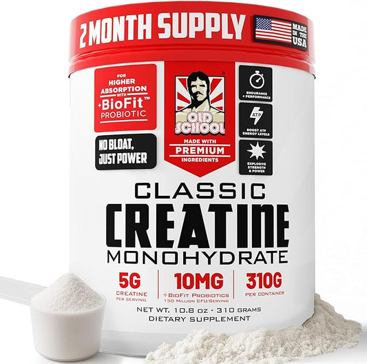 Old School Labs Classic BioFit™ Micronized Creatine Monohydrate ∣ Post-Recovery Powder for Strength & Performance ∣ Max Absorption ∣ Men & Women ∣ 60 Servings