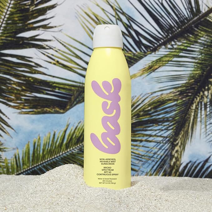 Bask Suncare SPF 50 Sunscreen Spray - Non-Aerosol, Broad Spectrum UVA/UVB Protection, Dermatologist Recommended, Moisturizing, Lightweight & Fast-Absorbing, 5.5 oz