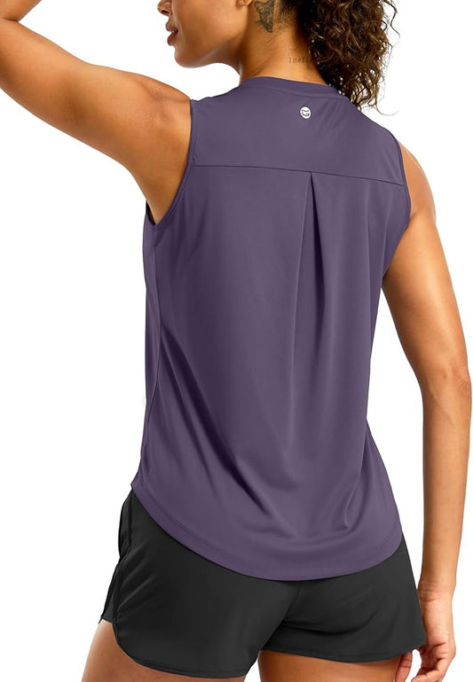 G Gradual Workout Tank Top for Women Sleeveless Athletic Yoga Tops High Neck Quick Dry Running Tennis Sports Shirts for Women