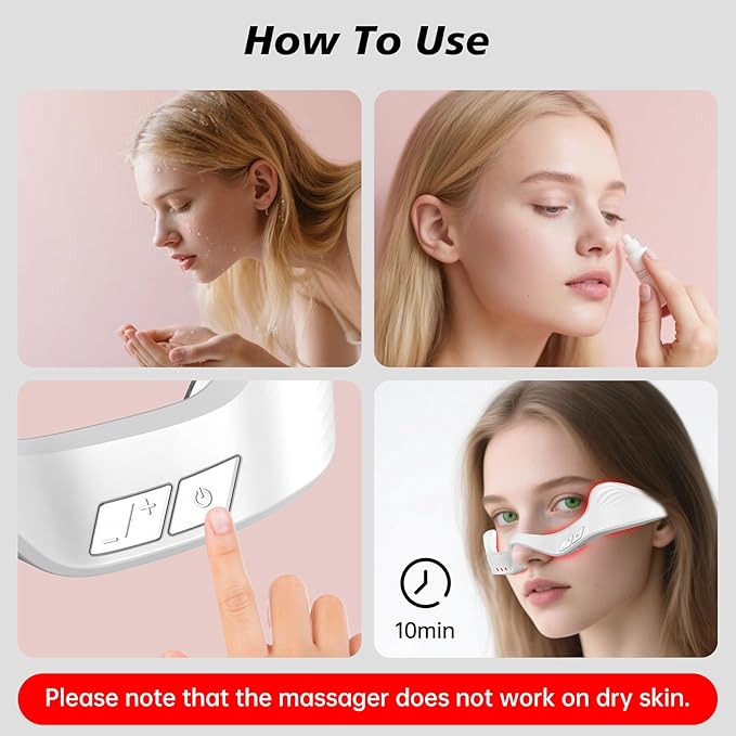 Red Light Eye Massager,Red Light Glasses,Under Eye Light Therapy Device,Red Light Beauty Device Eye Massage Light-Weight,Reducing Dark Circles,Puffiness,Wrinkles,Relieve Eye Bags,Eye Fatigue (Milky)