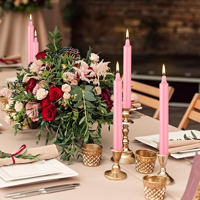 40 Pack Candles Mini Unscented Taper Candles for Valentine's Day,Christmas,Household, Wedding, Rituals, Prayer, Birthdays,Party and Home Décor Candlesticks - 4 Inch Tall(Pink)