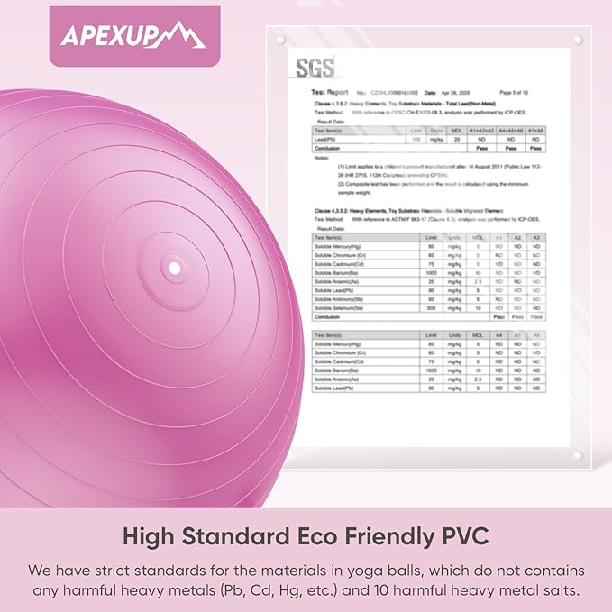 APEXUP Yoga Ball Exercise Ball Anti Slip Heavy Duty for Fitness, Balance & Core Workout