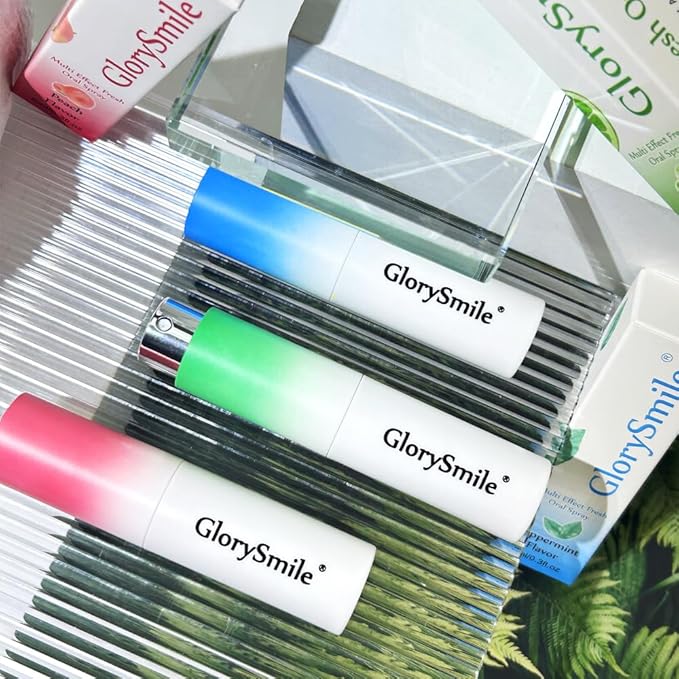 GlorySmile Oral Breath Spray 3 Bottles Fresh Mouth Spray for Bad Breath, Sugar-Free Fresheners for Adults, 3 flavors: Peach, Lime, and Peppermint