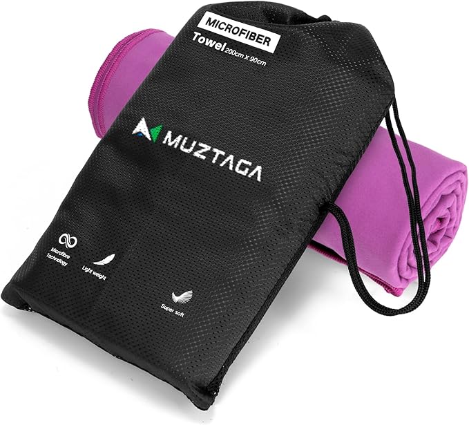 Microfiber Beach Towel-Perfect for Travel, Sports, Camping, Swimming, Yoga, Gym- Quick Dry, Sand Free, Compact, Lightweight, Absorbent (Purple, X-Large(200x90cm, 78x35”))