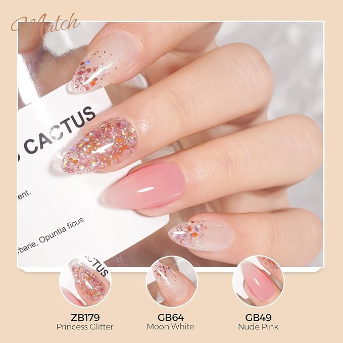 TOMICCA Glitter Gel Polish, 15ml Champagne Gold Sparkly Gel Nail Polish, Soak Off UV Nail Polish Natural Color Nail Art DIY Manicure Salon