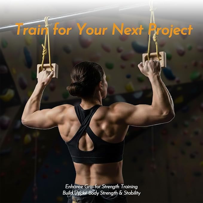 1 Pair Wooden Hangboard for Climbing Training – Dual-Pocket Grip Blocks for Finger Strength, Grip Power & Climbing Conditioning – Portable Beech Wood Fingerboard