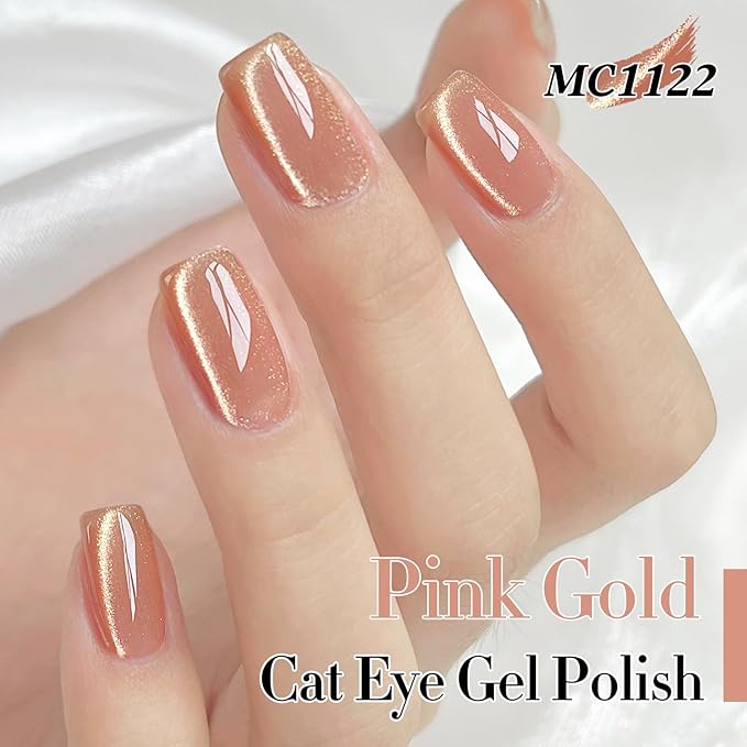 Double Rhythm 6 Colors Cat Eye Gel Polish Set Shimmer Glitter with Magnet Holographic Reflective Magnetic UV Nail Art Kit (6-Kit 42)