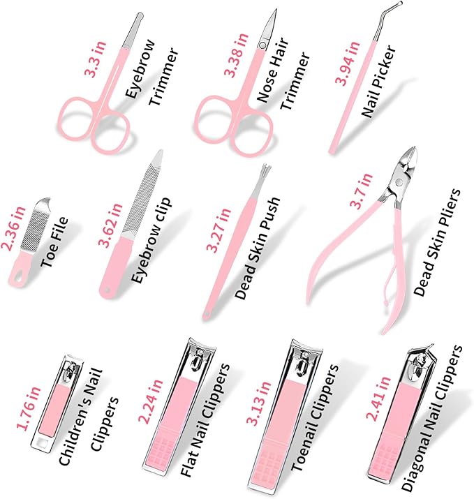 Manicure Set Professional Nail Clipper Kit-26 Pieces Stainless Steel Manicure Kit,Nail Care Tools with Luxurious Travel Case (Pink)