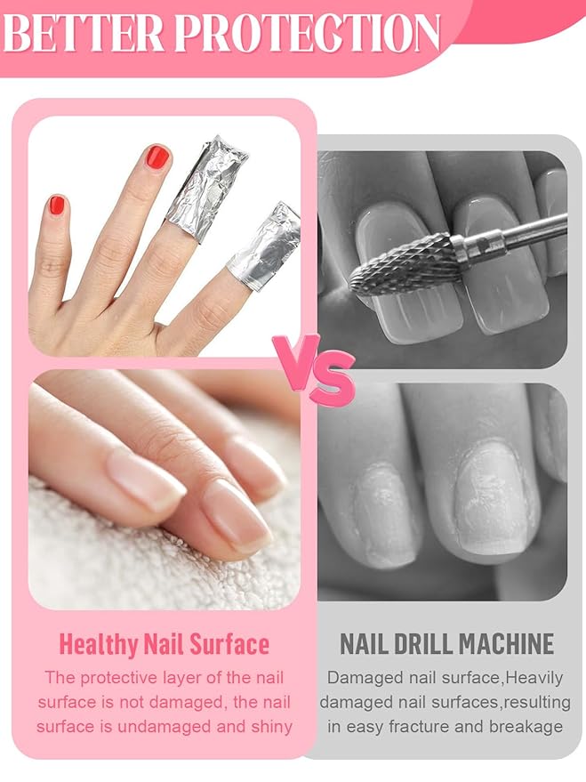 EBANKU Nail Polish Remover Kit, 120ML Gel Remover with Cuticle Oil 10 pcs Nail Clips, 50pcs Nail Foil and Tools Quick Removal for Nails Polish Acrylic Dip Powder