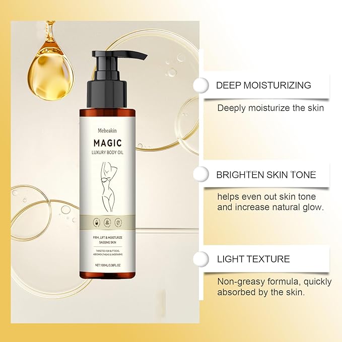 Magic Luxury Body Oil,Jojoba Ginger Extract – Skin Firming, Intense Hydration for Dry Skin, Nourishing Full Body Treatment, Non-Greasy Fast Absorbing Formula