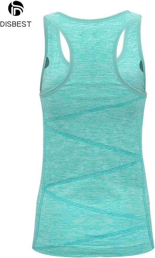 Disbest Yoga Tank Top, Women's Performance Stretchy Quick Dry Sports Workout Running Top Vest with Removable Pads