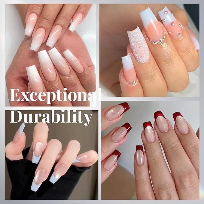 krofaue 100PCS Clear False Nails Tips and Nail Gule Kit, Half Cover Lady French Style Acrylic Artificial Tips 3Pcs Nail Glue for Nail Extension kit Nail Tips Art Salons and Home DIY