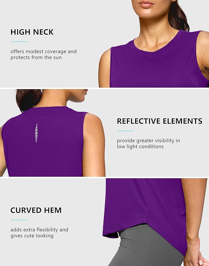 G Gradual Women's Workout Tank Tops Lightweight Sleeveless High Neck Athletic Shirts for Running Gym Tennis Pickleball