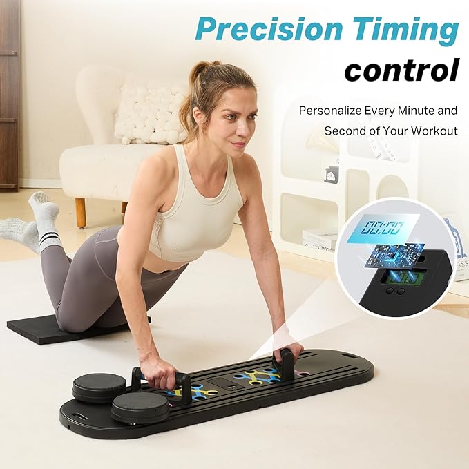 Pilates Board, Pilates Reformer Set with Timer, Multifunctional Abdominal Board Ab Core Trainer Home Workout Equipment