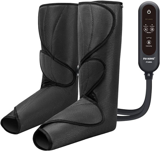 FIT KING Leg Massager for Circulation Air Compression Leg and Foot Massager to Relieve Pain Swelling Edema with Handheld Controller - 3 Intensities 2 Modes - Great Gift for Wife Mom and Friend