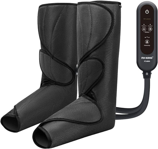 FIT KING Leg Massager for Circulation Air Compression Leg and Foot Massager to Relieve Pain Swelling Edema with Handheld Controller - 3 Intensities 2 Modes - Great Gift for Wife Mom and Friend