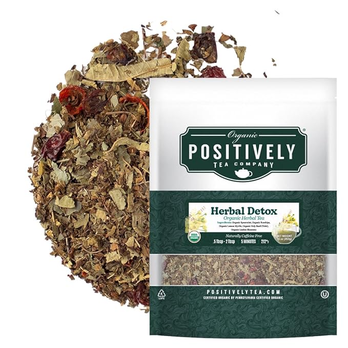 Organic Positively Tea Company, Herbal Detox, Herbal Tea, Loose Leaf, 16 Ounce