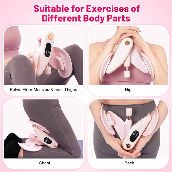 Thigh Master, Adjustable Thigh Trainer & Kegel Exerciser(10-70LB) with Leg Straps, Pelvic Floor Strengthener Devices for Women&Men, LED Counter, Postpartum Recovery, Home Gym Workout Equipment