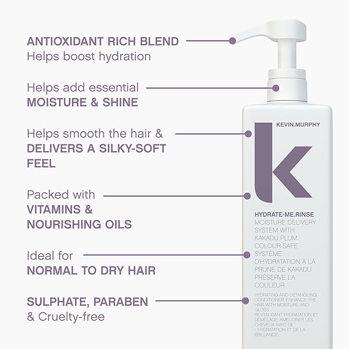 KEVIN.MURPHY HYDRATE-ME.RINSE - Moisturising Conditioner - For Normal & Dry Hair - Hair Repair - Colour Safe Conditioner - With Antioxidant Blend & Kakadu Plum - 1 L / 33.8 fl oz