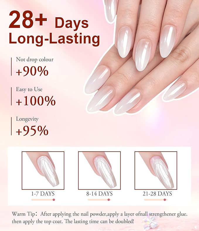 Chrome Nail Powder Kit 6 PCS - Gold Chrome Nail Powder with Pearl Chrome & Effect,Metallic Mirror Holographic Nail Powder for Gel Nails DIY Home Salon Manicure White Silver Pink Blue