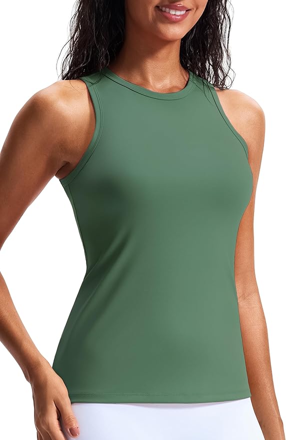 JOYSPELS Workout Tank Tops for Women - Butter Soft High Neck Athletic Gym Yoga Pilates Tank Tops
