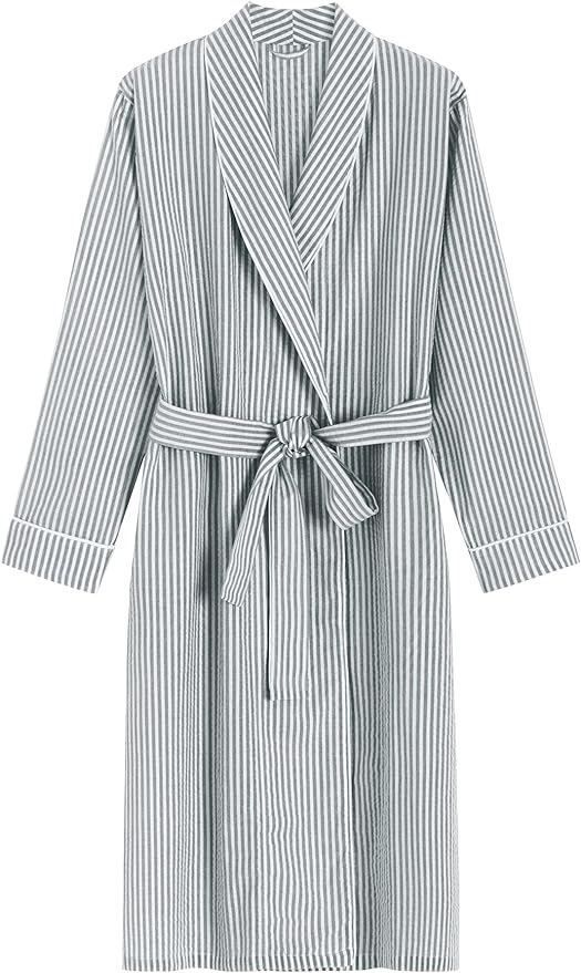 Latuza Women's Seersucker Robe Cotton Bathrobe with Pockets