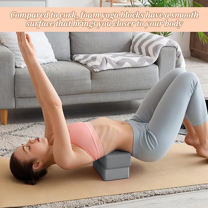 6 Pack Foam Yoga Blocks 9x6x4 Inch EVA Non-Slip Yoga-Blocks Lightweight Foam Exercise Blocks for Yoga Pilates General FitnessStretching and Toning