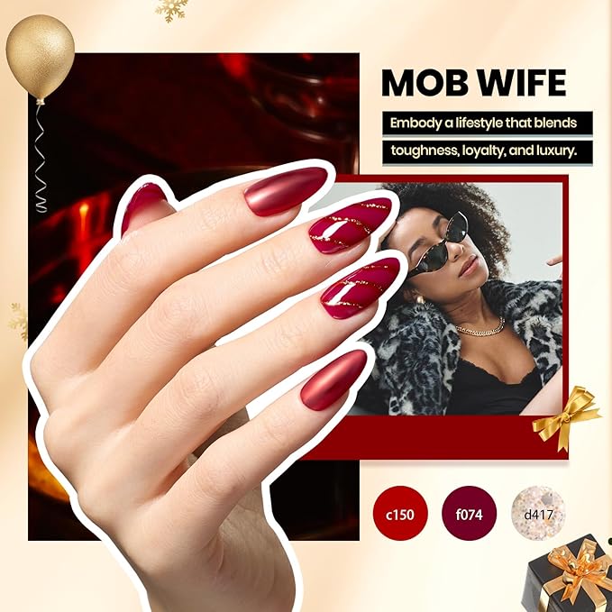 Beetles Gel Nail Polish Kit with U V Light, 75PCS Gel Nail Kit with Base Top Coat 45 Colors Winter Christmas Gel Polish Set Burgundy Red Exquisite Femininity Manicure Home DIY Gifts for Women Teens