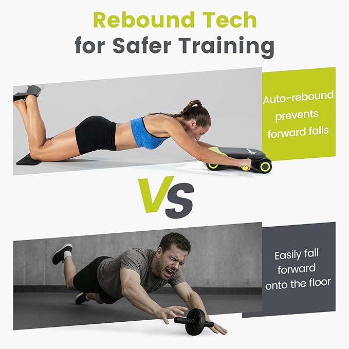 WONDER CORE Slide Fit, Ab Roller Board with 4 Wheels, Automatic Rebound Abdominal Wheel for Core Workout, Ab Exercise Equipment, Abdominal Exerciser, Heroboard Fitness Rolling Board with Knee Pad