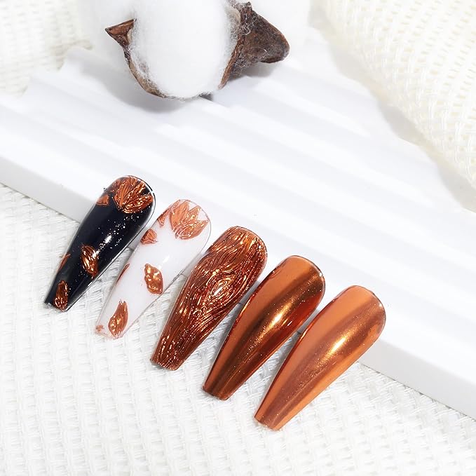 Artdone Chrome Nail Powder, Copper Gold Iridescent Aurora Powder Metallic Mirror Effect Pigment Pearlescent Mermaid Pigment Pearl Glitter Dust Kit, Nail Art Decoration, Resin Craft