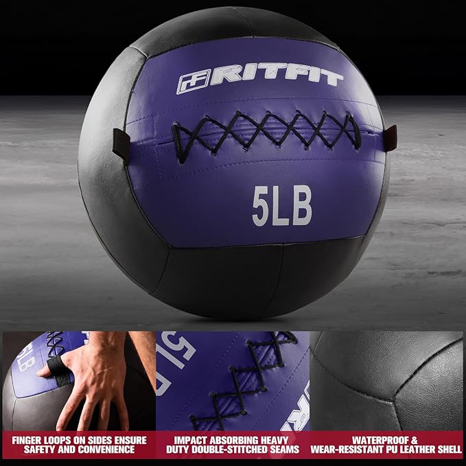 RitFit Medicine Ball / weight ball / Soft Medicine Ball / Wall Medicine Ball / Soft Wall Ball / Wall Ball set/ Medicine Balls for Exercise and Conditioning Workouts, Fitness Gym Equipment for Core Training and Cross Training (5/10/15/20/25/30 lbs)