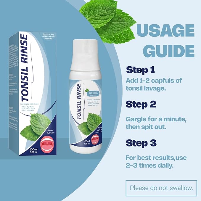 Tonsil Stone Mouthwash - Nature’s Tonsil Stone Mouthwash or Oral Rinse - Helps Soothe Tonsils, Remove Bad Breath and Relieve Dry Mouth, 100 ML