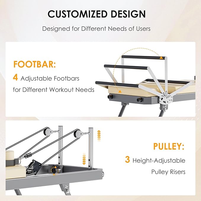 DlandHome Pilates Reformer, Foldable Pilates Reformer Machine with Springs & Resistance, Suitable for Advanced and Beginners Users Adjustable Pilates Equipment for Full-Body Home Workout Up to 330 lbs