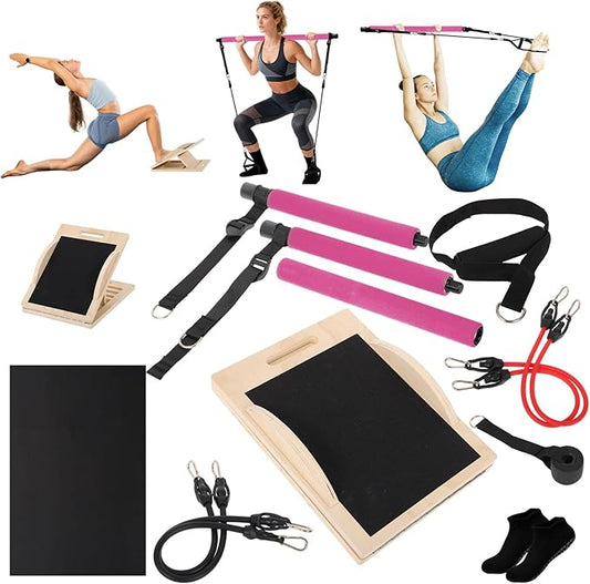 5-in-1 Pilates Board, Foldable Pilates Reformer Equipment – Multi-Purpose Portable Home Workout Kit for Full-Body Workout, Fitness, Exercise, Abs, Core Equipment