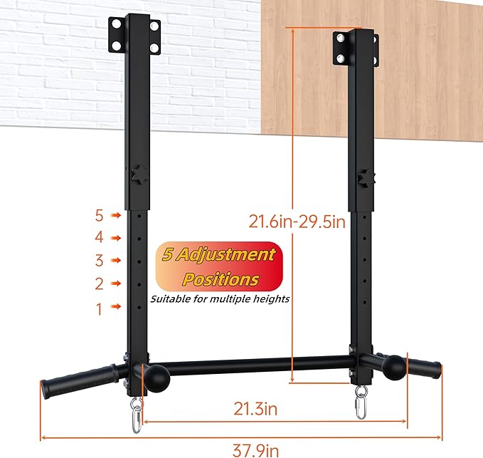 Pull Up Bar Joist Mounted -800 lbs Adjustabl Heavy Duty Chin Up Bar, Perfect for Garage, Beam and Rafter Mounting, Easy Installation Pullup Bar, Ideal for Multiple Grip Options