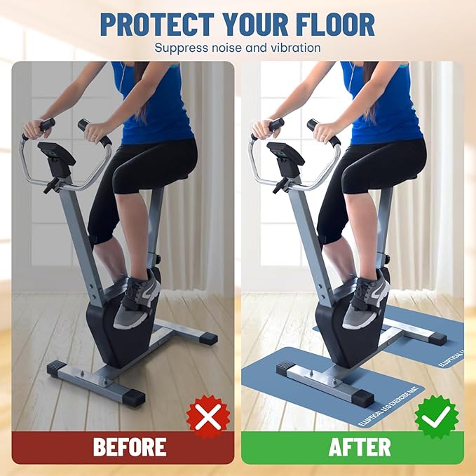 Under Desk Elliptical Mat - Non-Slip Exercise Equipment for Peloton Bike, Small Exercise Mat for Desk Workout Equipment
